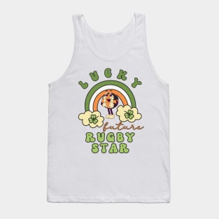 Lucky Future Rugby Star for Kids, St. Patricks Day Kids Gift, Future Rugby Star, Lucky Shamrock, Rainbow Lucky Future Rugby Star Kids Tank Top